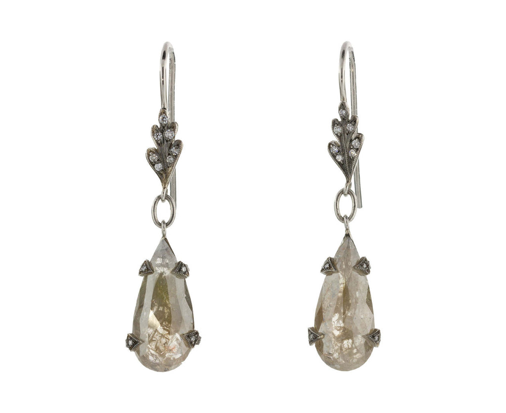 Rustic Diamond Leaf Top Earrings zoom 1