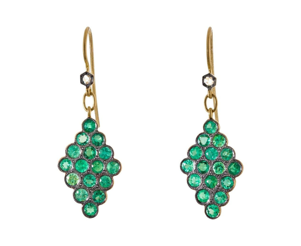 Emerald Scallop Diamond Earrings zoom 1