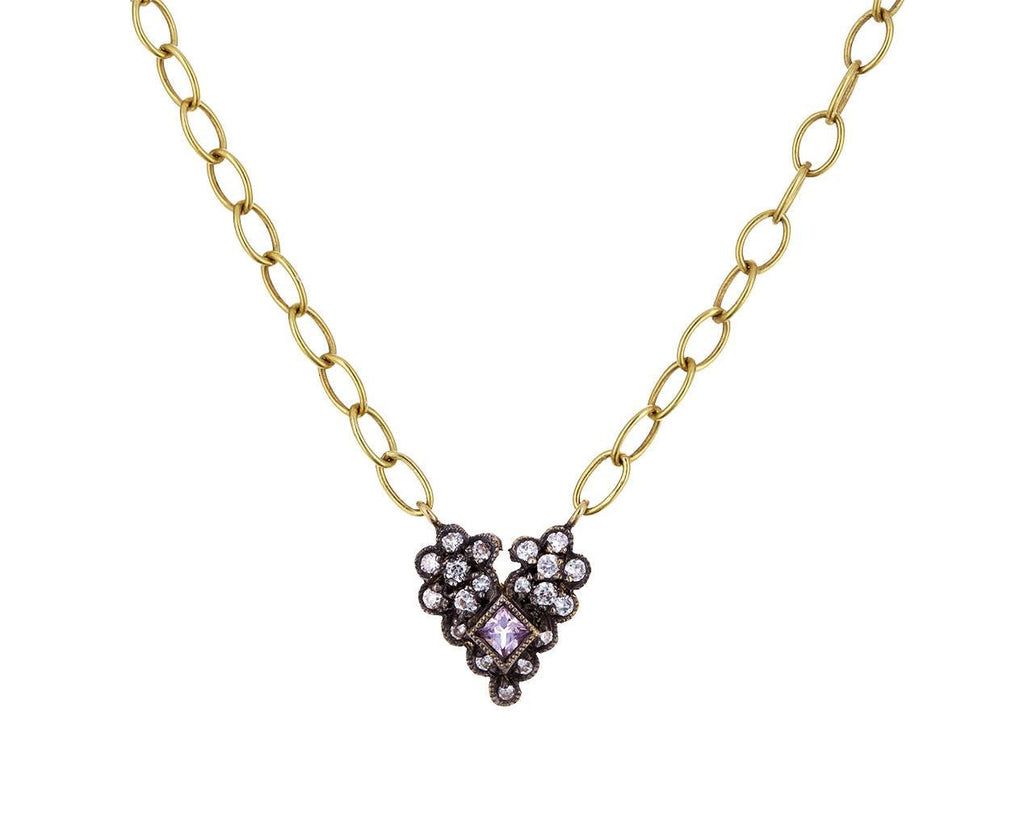 Diamond and Pink Sapphire Heart Pendant Necklace zoom 1_cathy_waterman_gold_diamond_sapphire_scallop_hea