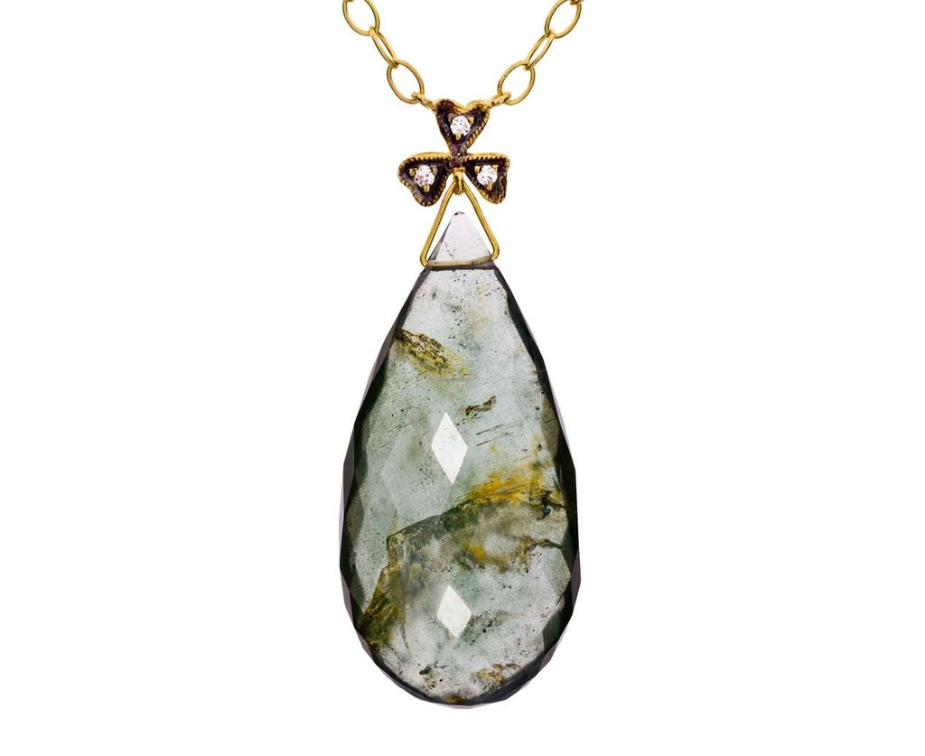 Moss Aquamarine Wildflower Pendant Neckalce zoom 1