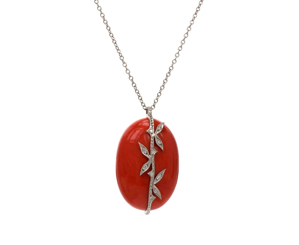 Bamboo Overlay Coral Pendant Necklace zoom 1