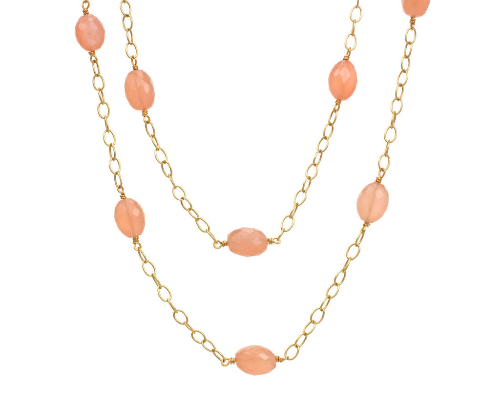 Peach Moonstone Wrap Necklace zoom 1