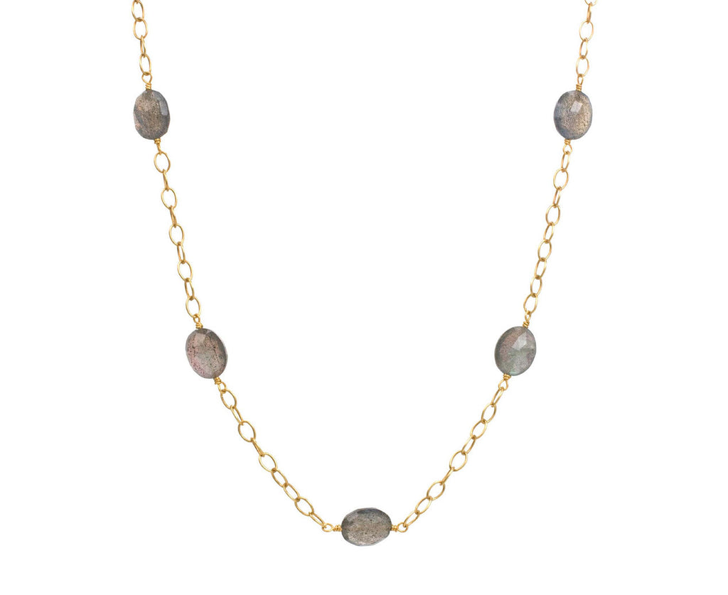 Labradorite Tiny Lacy Chain Necklace zoom 1