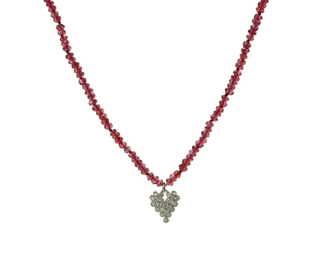 Garnet Beads with Diamond Hear zoom 1