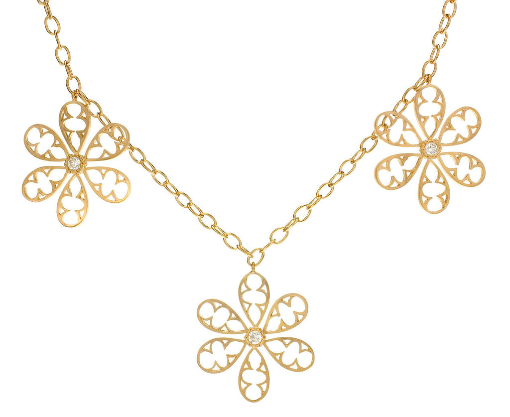 Three 6-Petal Flowers Necklace zoom 1