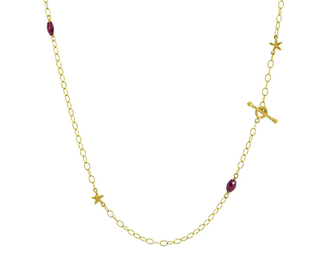 Ruby and Tiny Flower Chain Necklace zoom 1_cathy_waterman_gold_ruby_tiny_flower_necklace