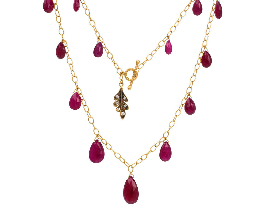 Ruby Teardrop Fringe Necklace zoom 1