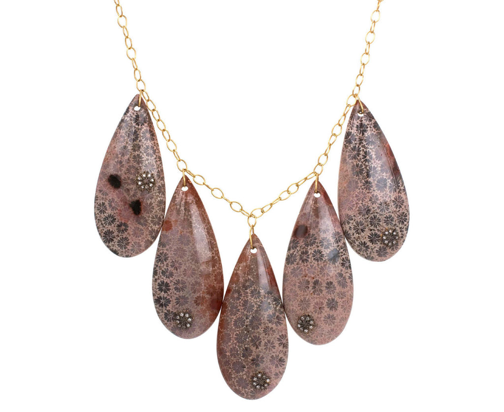 Fossilized Coral Dangle Necklace zoom 1