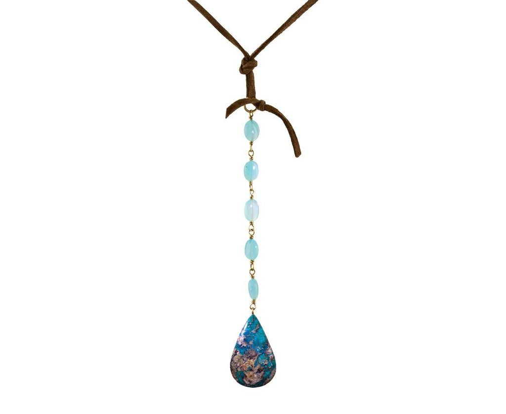 Turquoise and Peruvian Opal Lariat on Leather zoom 1_cathy_waterman_necklace