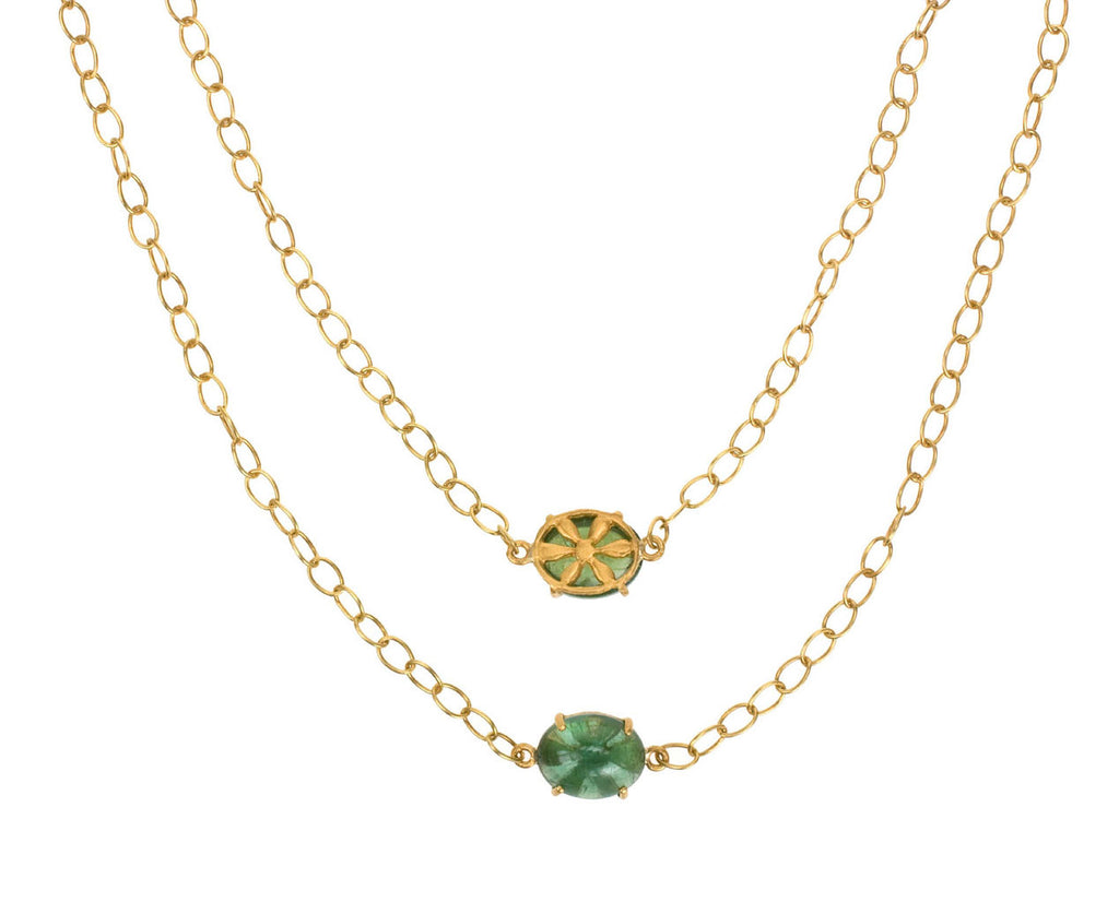 Green Tourmaline Flower Back Necklace zoom 1