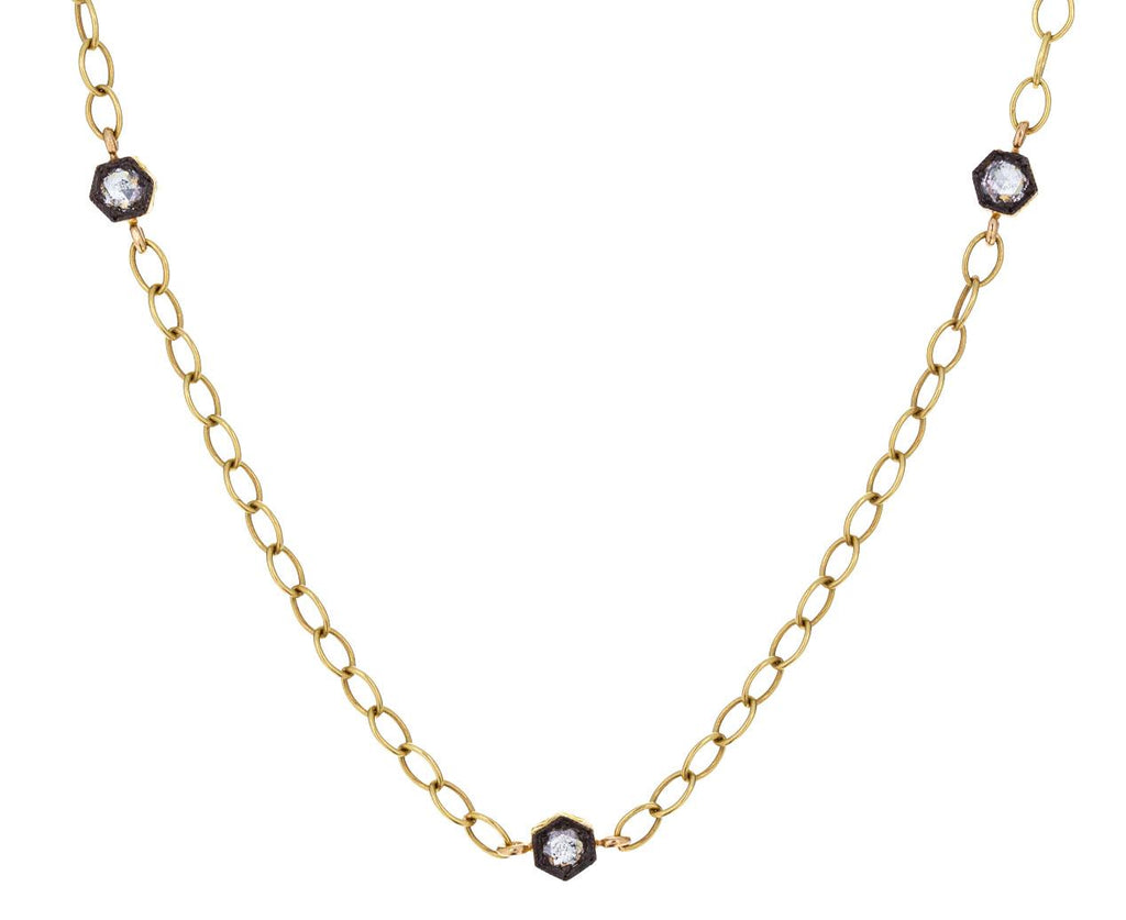 Black and White Diamond Hexagonal Chain zoom 1_cathy_waterman_gold_diamond_hex_necklace