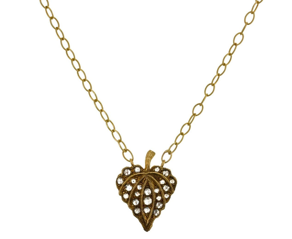 Rose Cut Diamond Leaf Necklace zoom 1