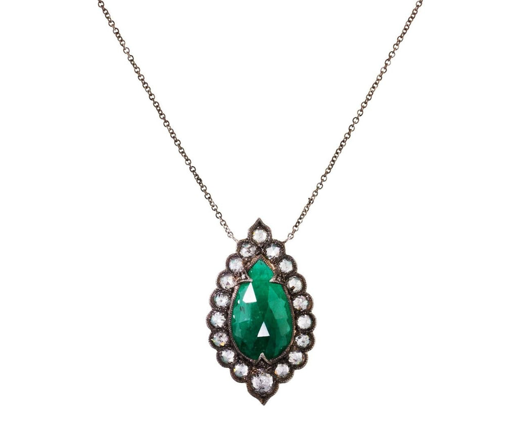 Emerald Lace Edged Pendant Necklace zoom 1