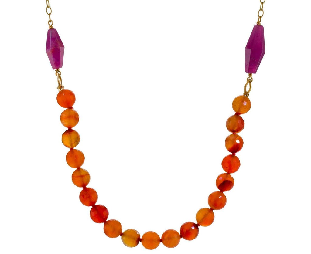 Carnelian and Ruby Bead Necklace zoom 1