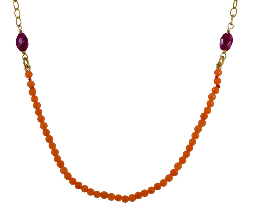 Coral and Ruby Bead Necklace zoom 1