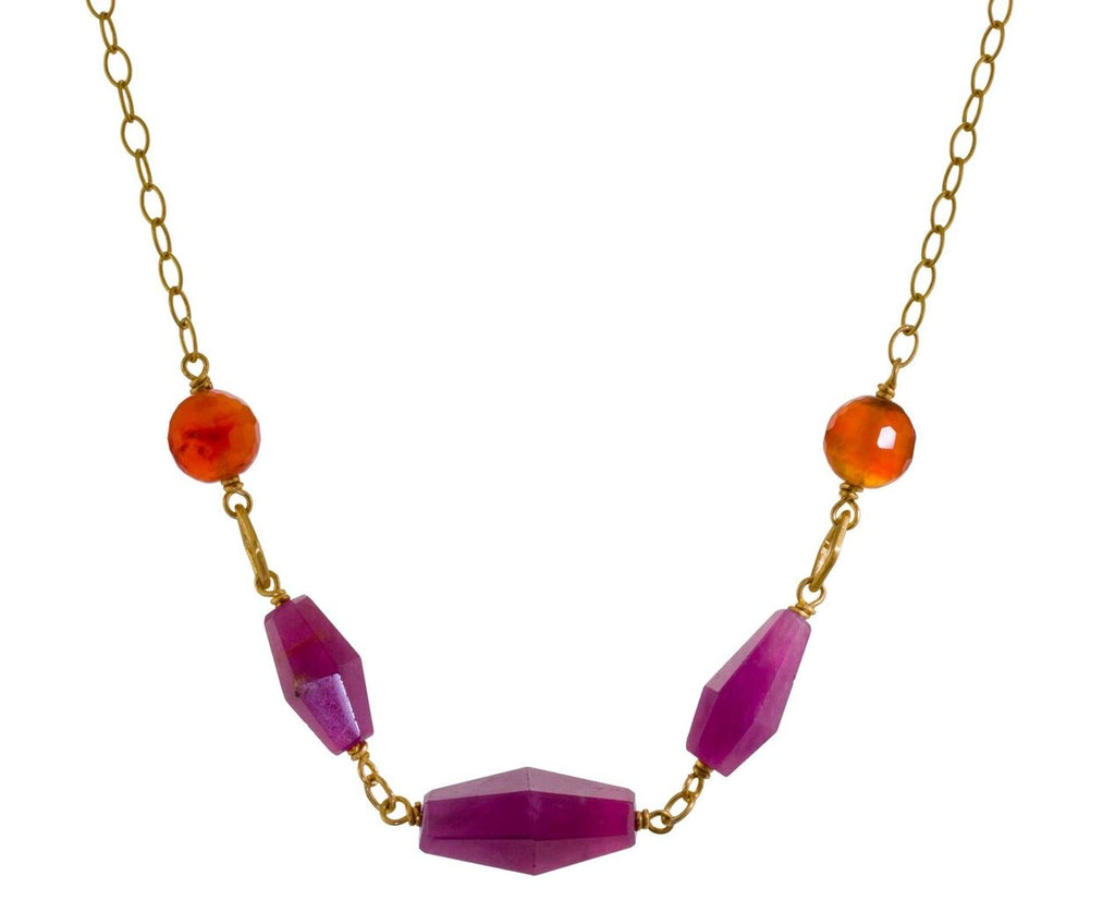 Ruby and Carnelian Bead Necklace zoom 1