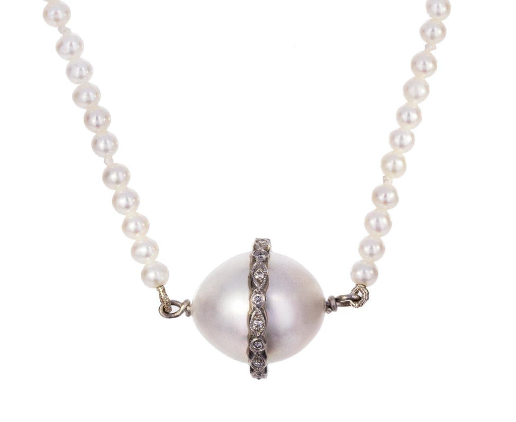 Long Pearl and South Sea Pearl Diamond Necklace zoom 1_cathy_waterman_platinum_diamond_pearl_necklace