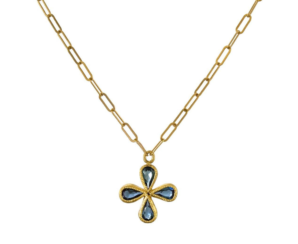 Blue Green Tourmaline Star Flower  Pendant Necklace zoom 1_cathy_waterman_gold_green_tourmaline_star_flower