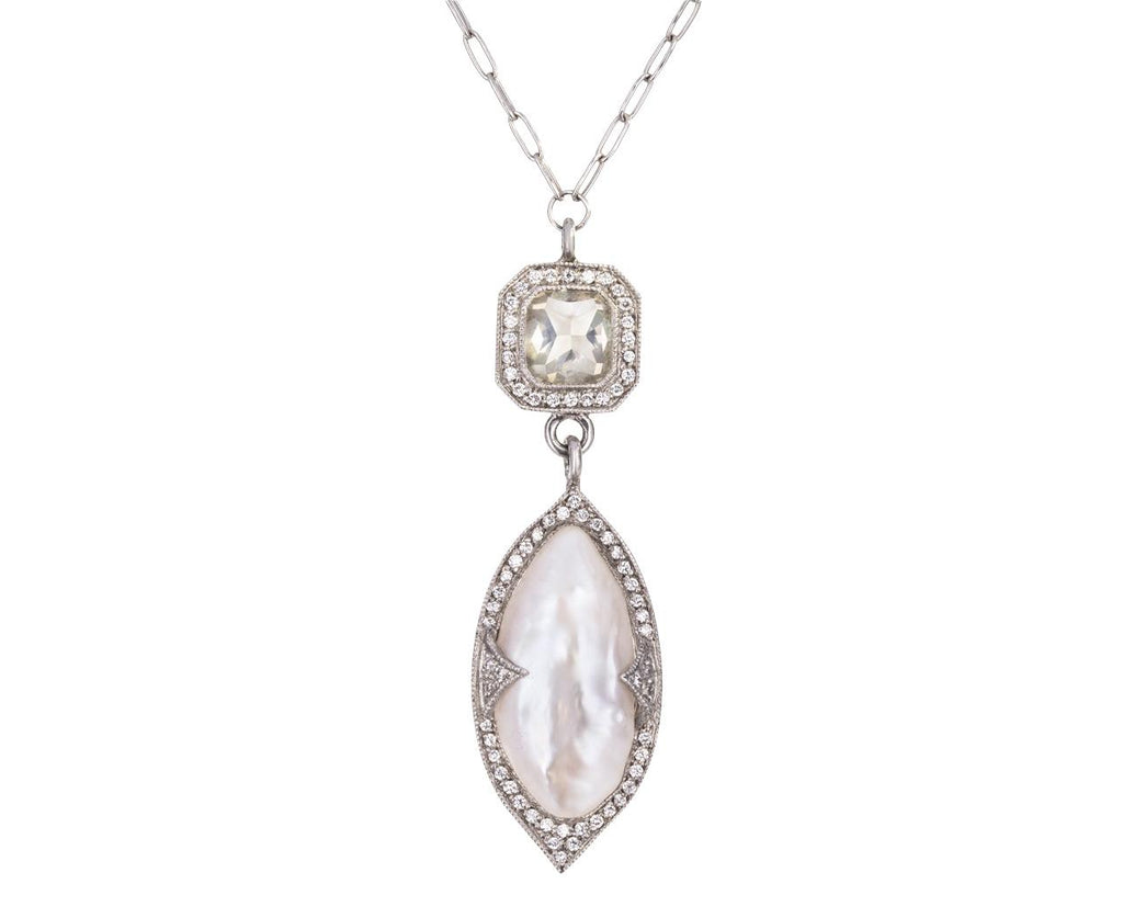 Diamond and Tennessee River Pearl Pendant Necklace zoom 1_cathy_waterman_platinum_diamond_river_pearl_neck