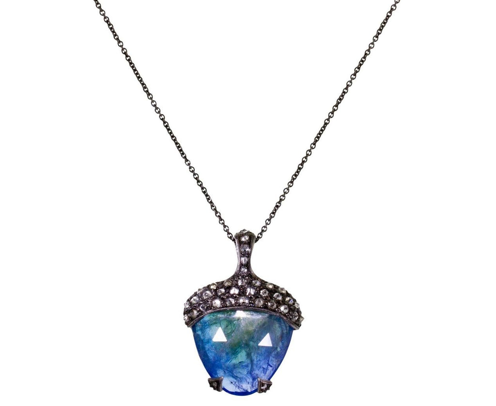 Mermaid Tanzanite Acorn Charm Pendant Necklace zoom 1