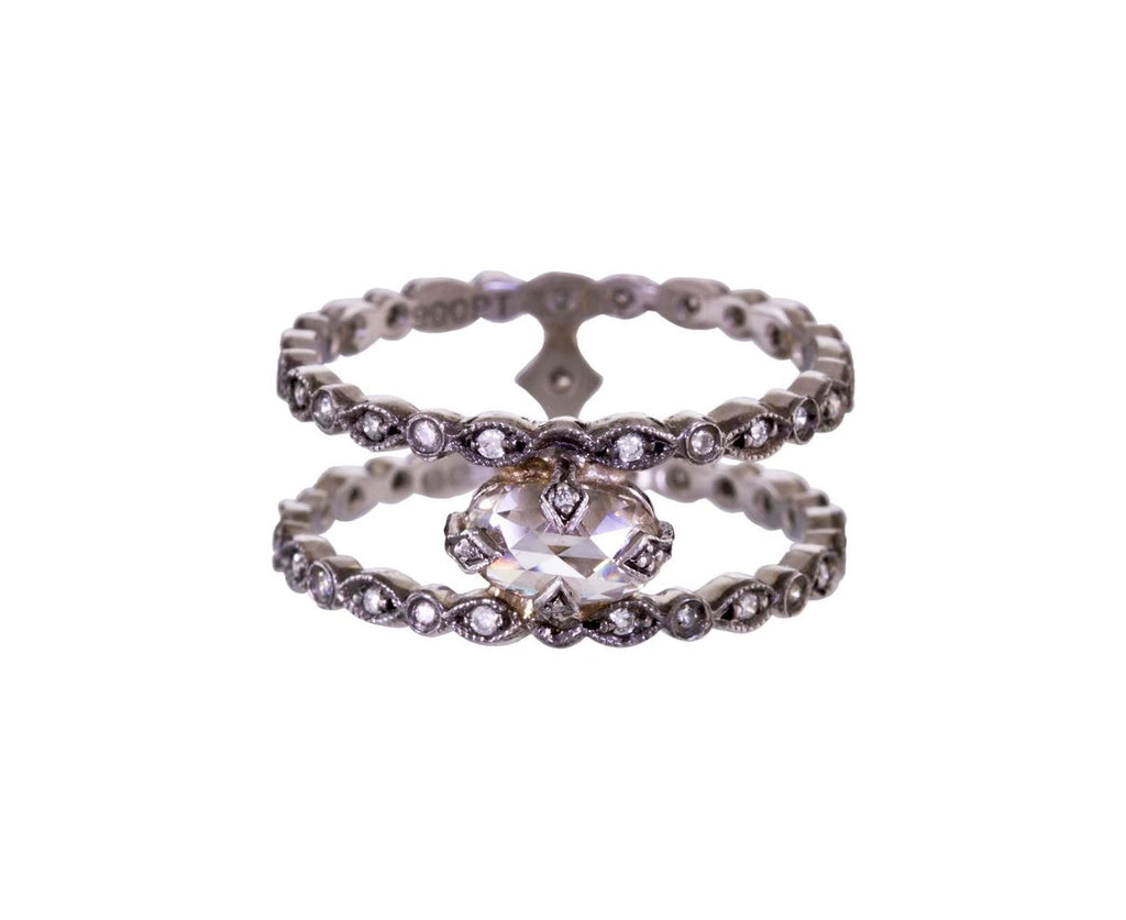 Gray Moghul Diamond Double Band Ring zoom 1