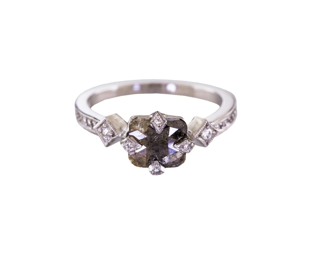 Rustic Diamond Antique Prong Solitaire zoom 1_cathy_waterman_designer_platinum_rustic_diamond_