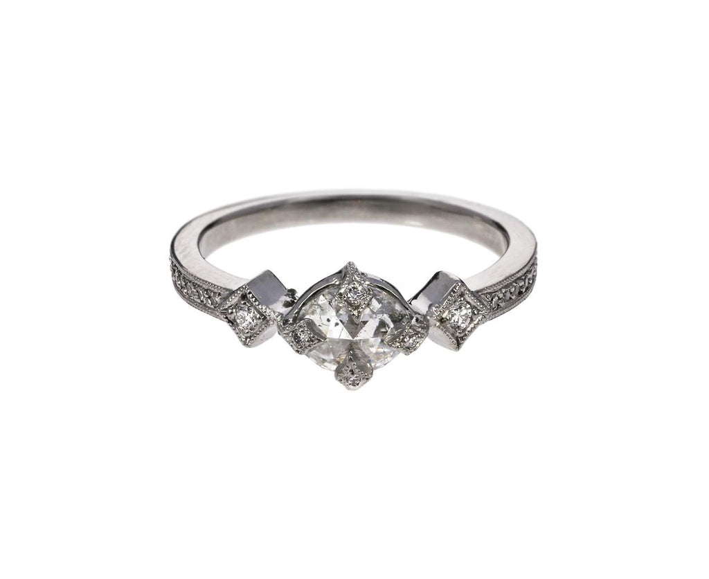 Rose Cut Diamond Antique Prong Solitiare zoom 1_cathy_waterman_platinum_diamond_antique_prong_ri