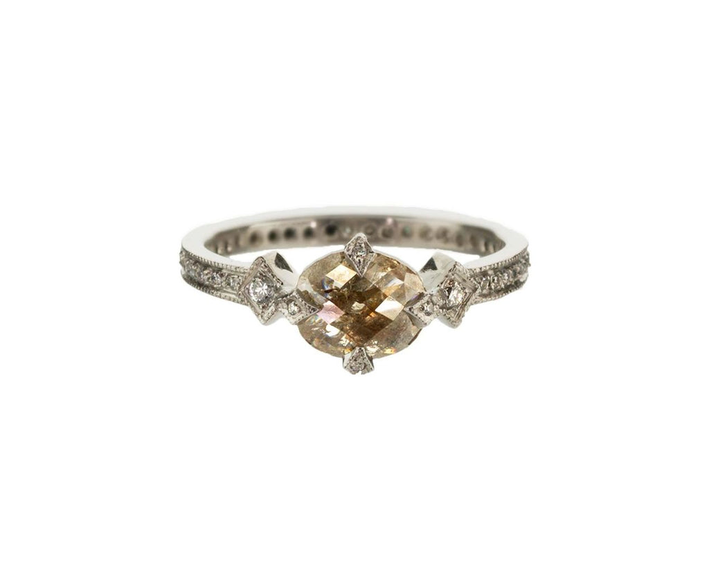 Ice Gray Natural Diamond Antique Prong Ring zoom 1