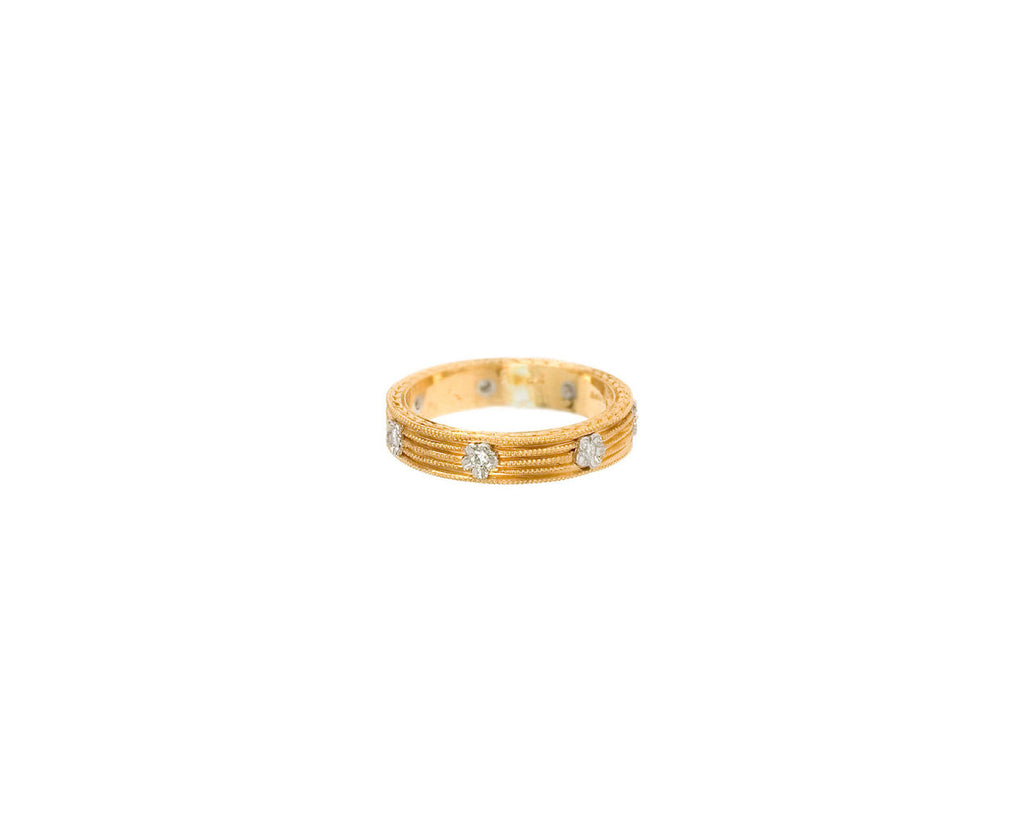 Gold Milgrain and Platinum Flowers Band zoom 1