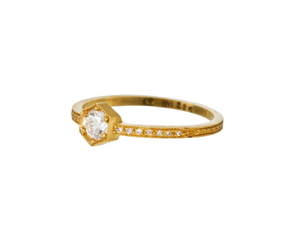 Gold Hexagonal Bezel Set Ring zoom 2