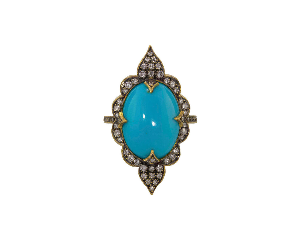 Blackened Scallop Frame Turquoise Ring zoom 1