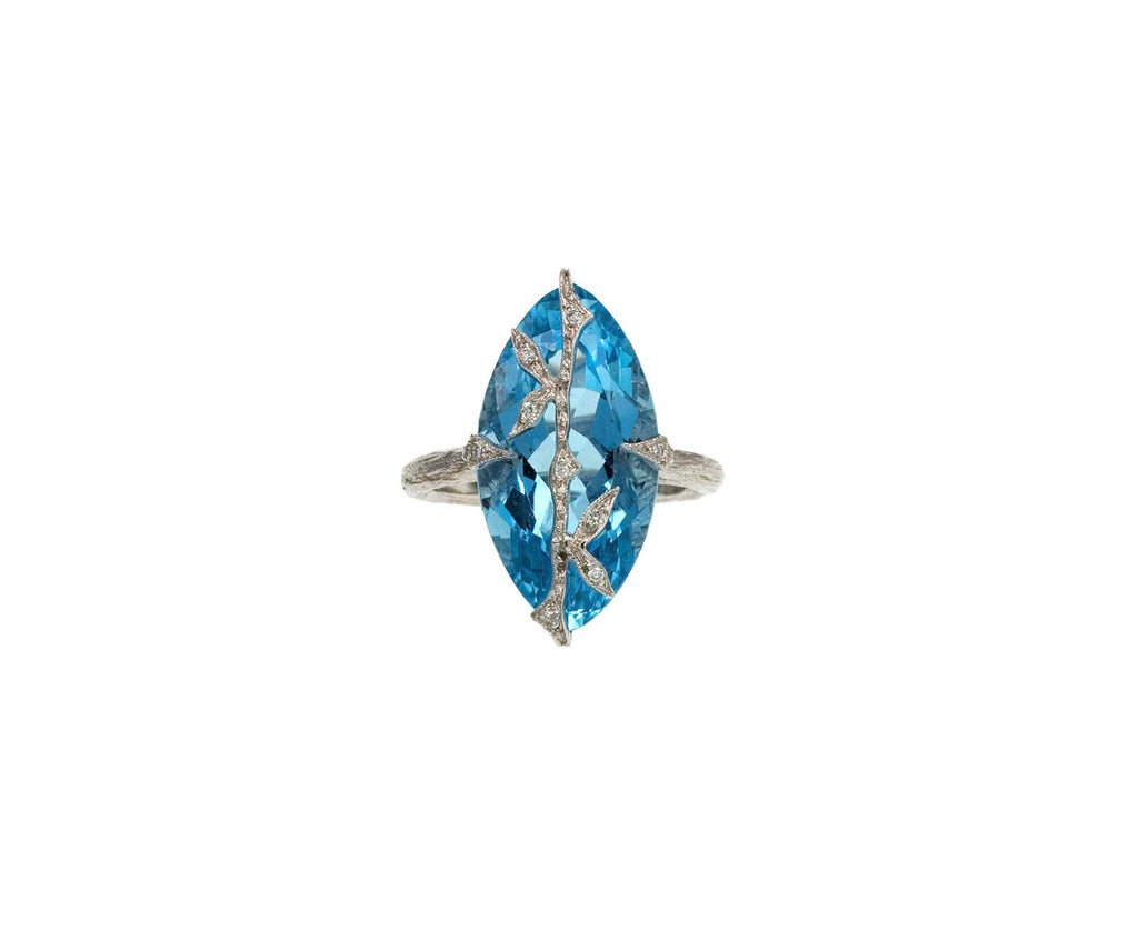 Aquamarine Bamboo Overlay Ring zoom 1