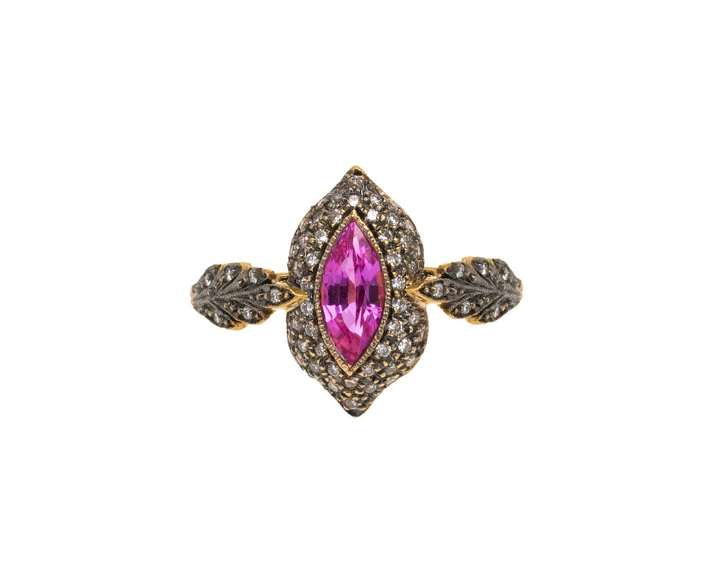 Pink Sapphire Double Leaf Arabesque Ring zoom 1