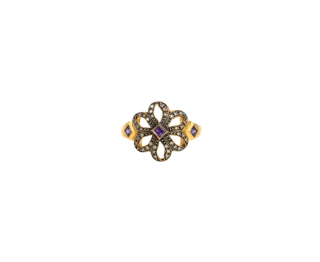 Sapphire Open Flower Ring zoom 1