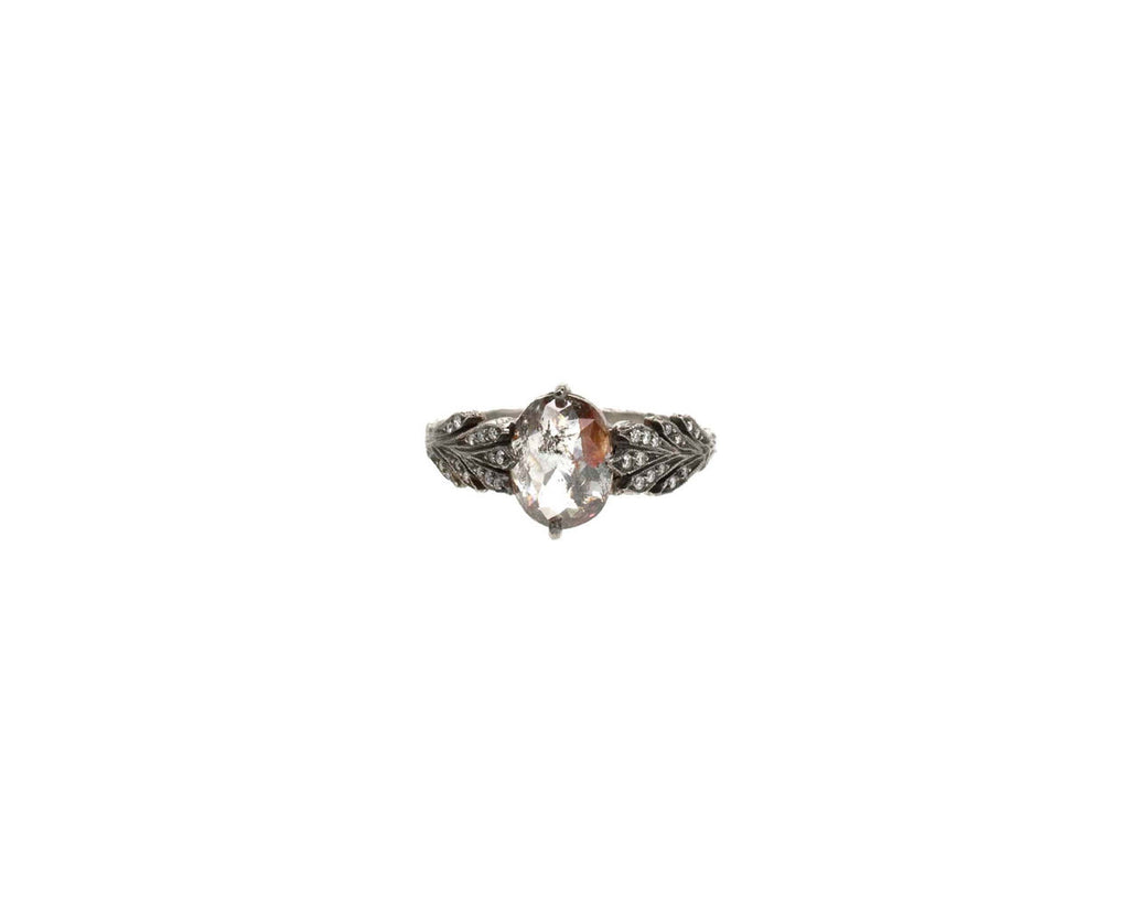 Fine Rustic Diamond Double Leaf Ring zoom 1