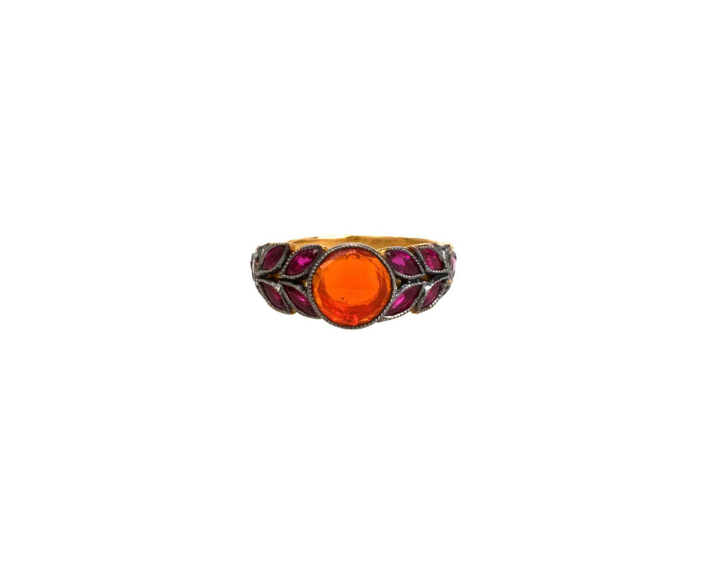 Fire Opal and Ruby Garland Ring zoom 1