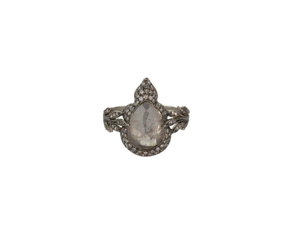Rustic Diamond Pear Double Leaf Ring zoom 1