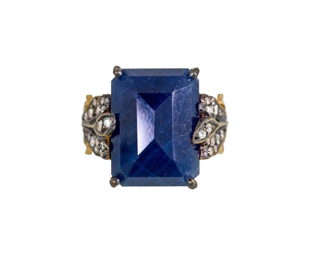 Blue Sapphire Double Leaf Ring zoom 1