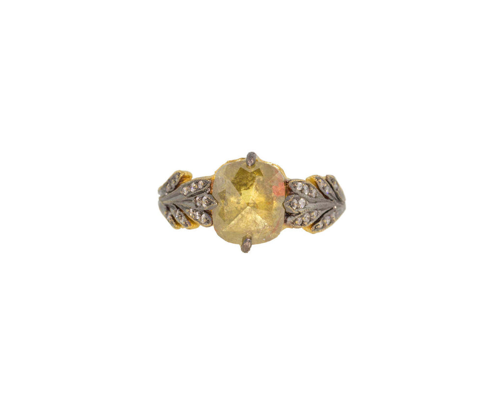 Rustic Diamond Leaf Side Ring zoom 1