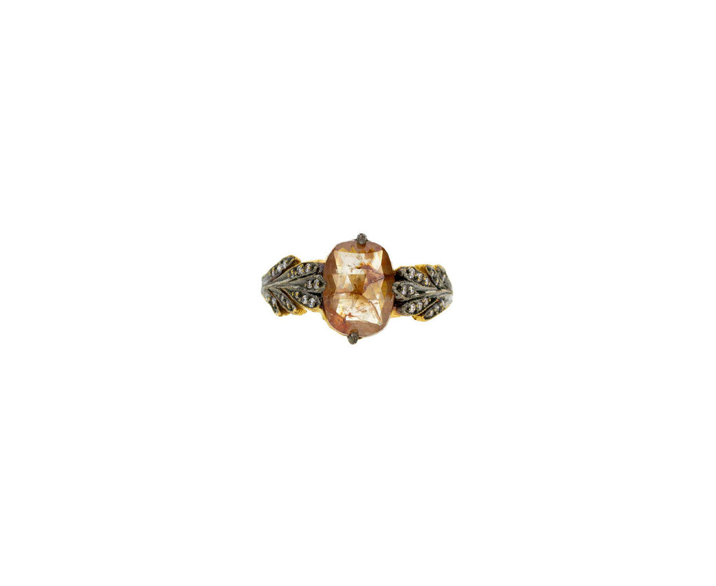 Rustic Rose Cut Diamond Leaf Side Ring zoom 1