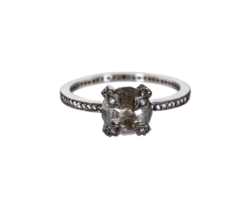 Rustic Diamond Four Prong Solitaire zoom 1_cathy_waterman_platinum_rustic_diamond_ring