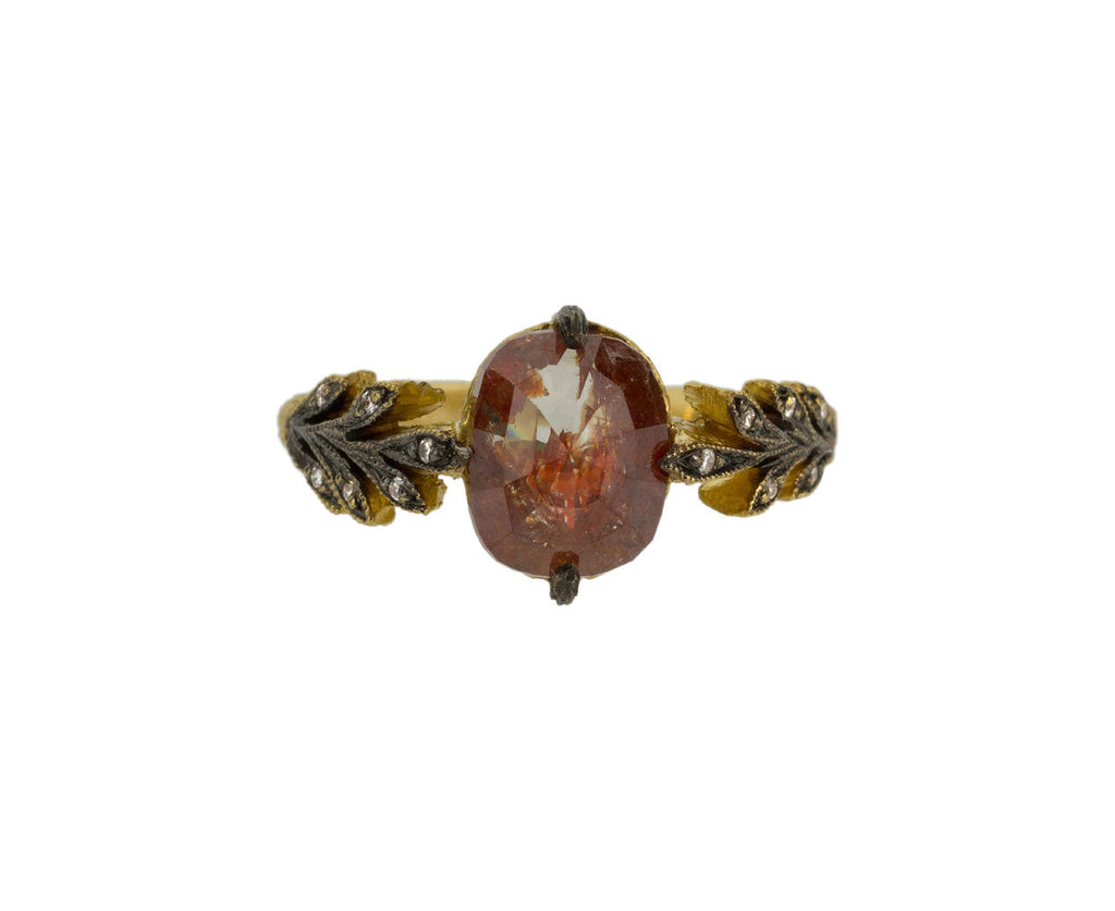 Rustic Diamond Leaf Side Ring zoom 1