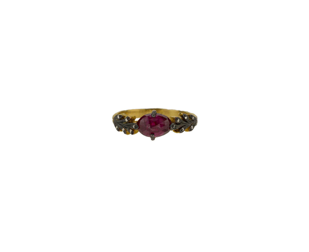 Ruby Double Leaf Ring zoom 1