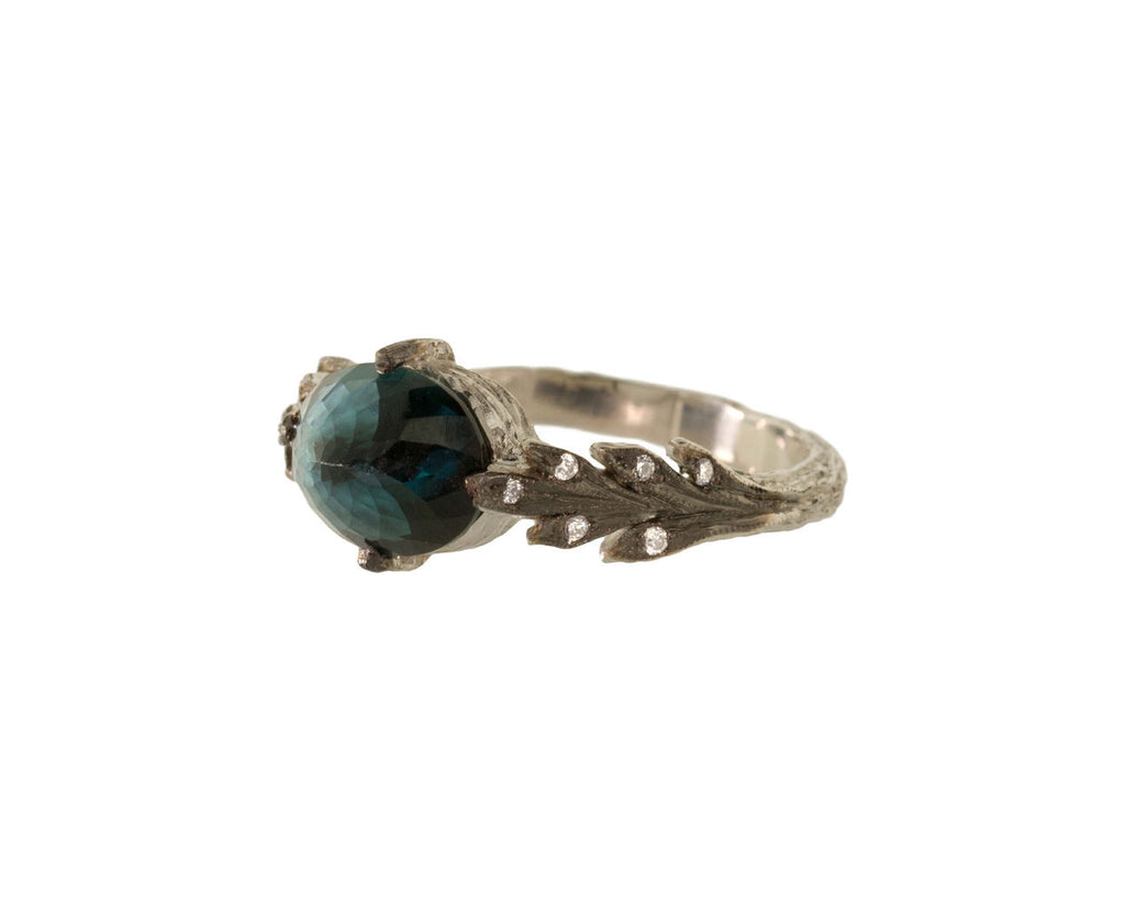 Blue-Green Tourmaline Double Leaf Ring zoom 2