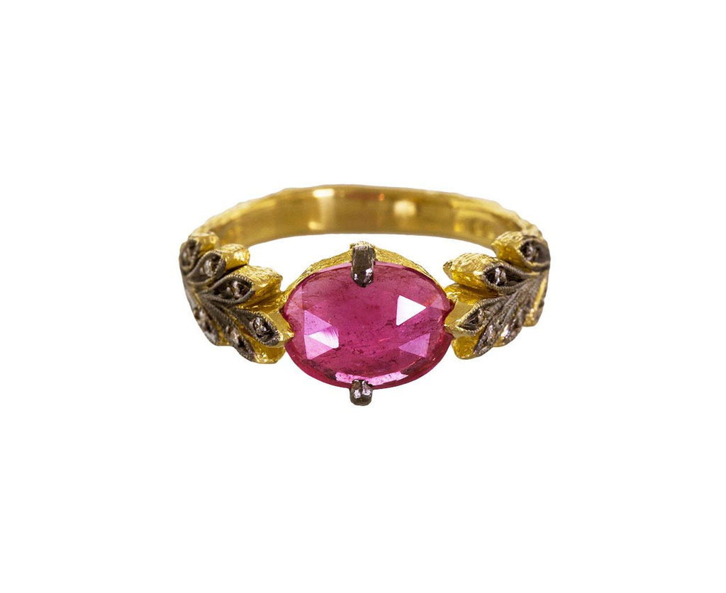 Pink Sapphire Double Leaf Ring zoom 1_cathy_waterman_ring1