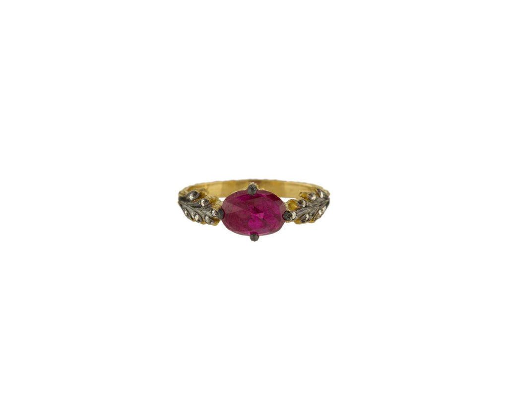 Ruby Leaf Side Ring zoom 1