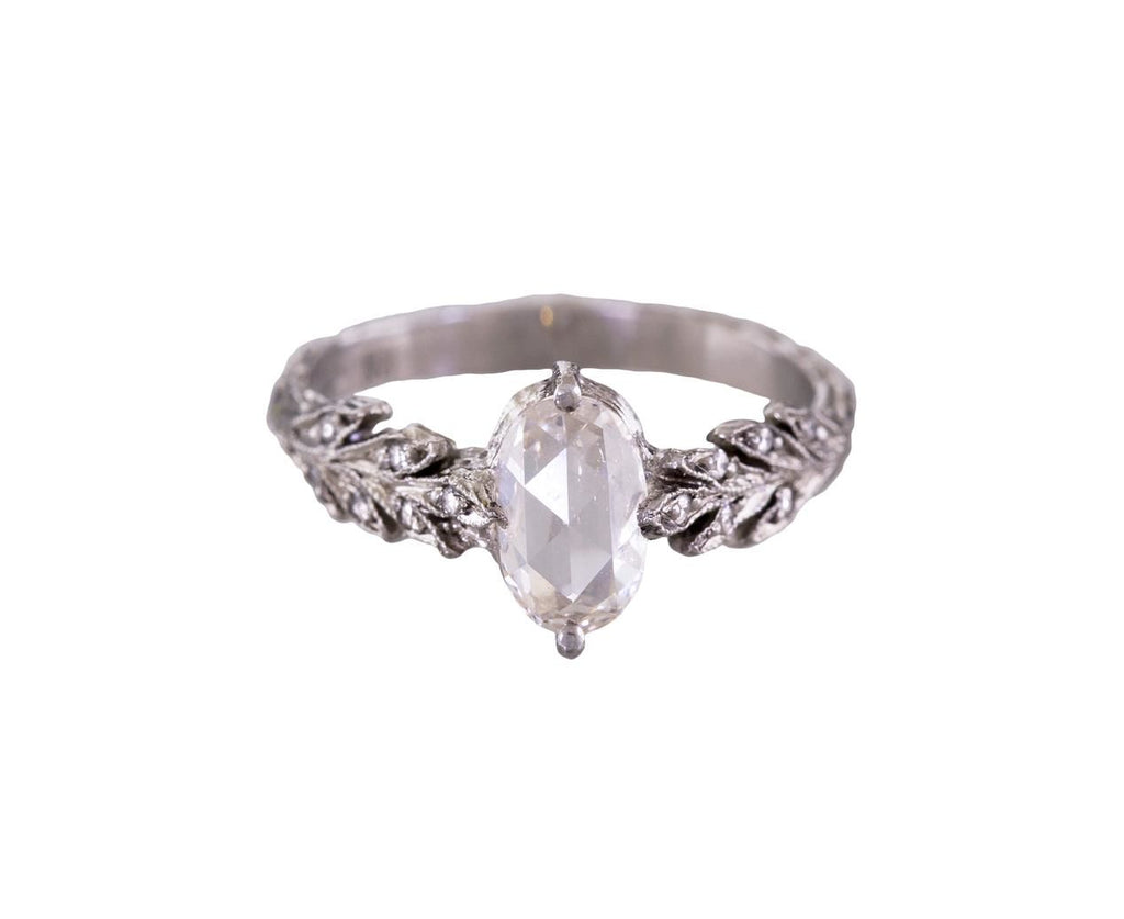 Rose Cut Diamond Leafside Ring zoom 1_cathy_waterman_platinum_diamond_leafside_ring