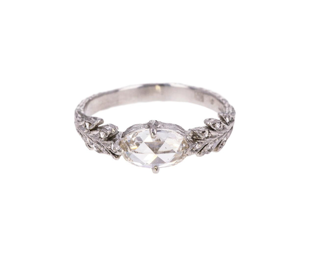Rose Cut Diamond Leafside Ring zoom 1_cathy_waterman_platinum_diamond_leafside_ring
