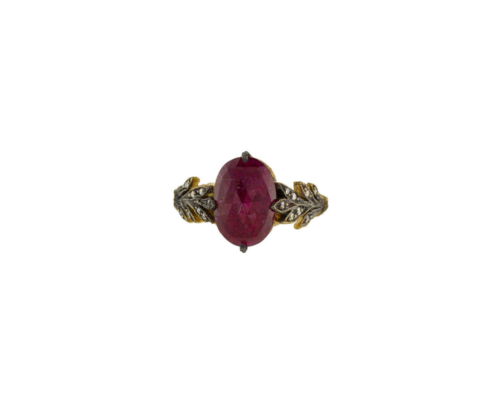 Ruby Double Leaf Ring zoom 1