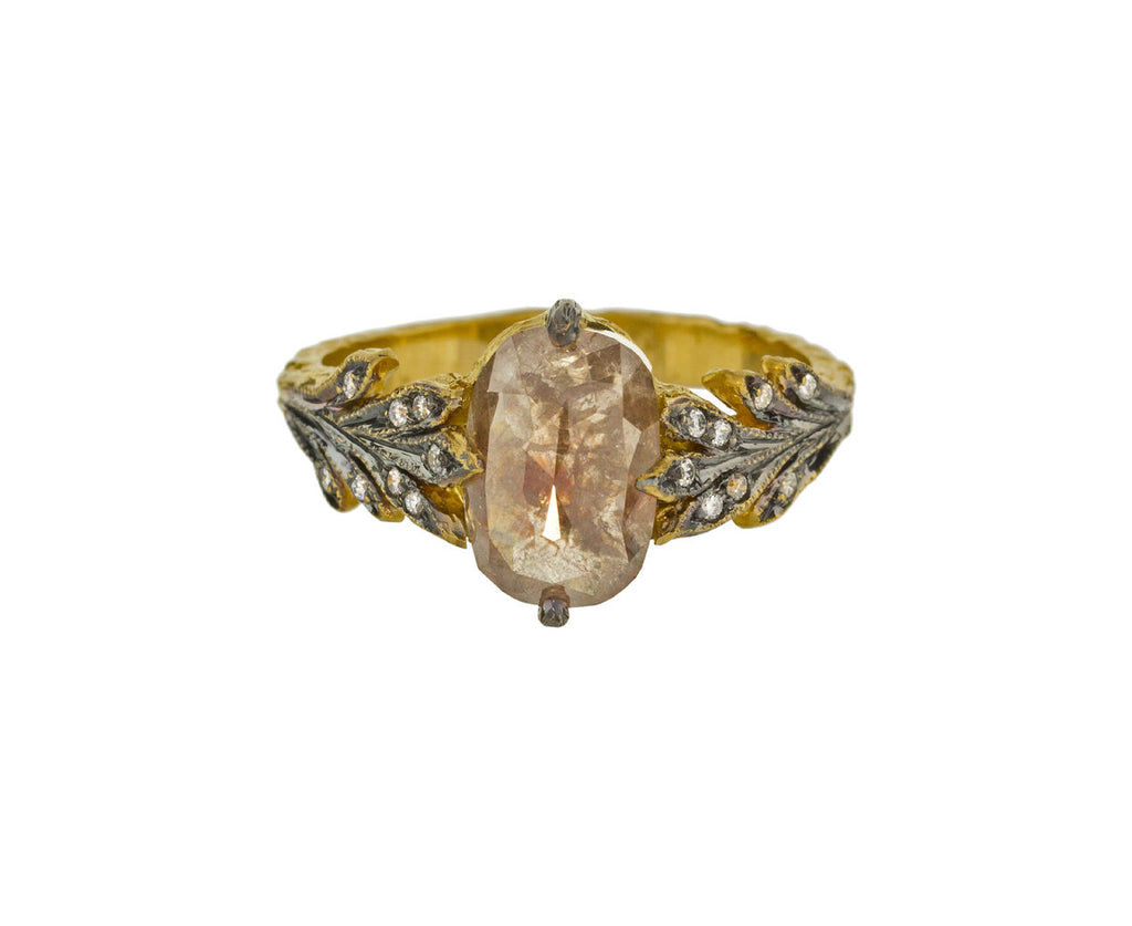 Rustic Diamond Leaf Side Ring zoom 1